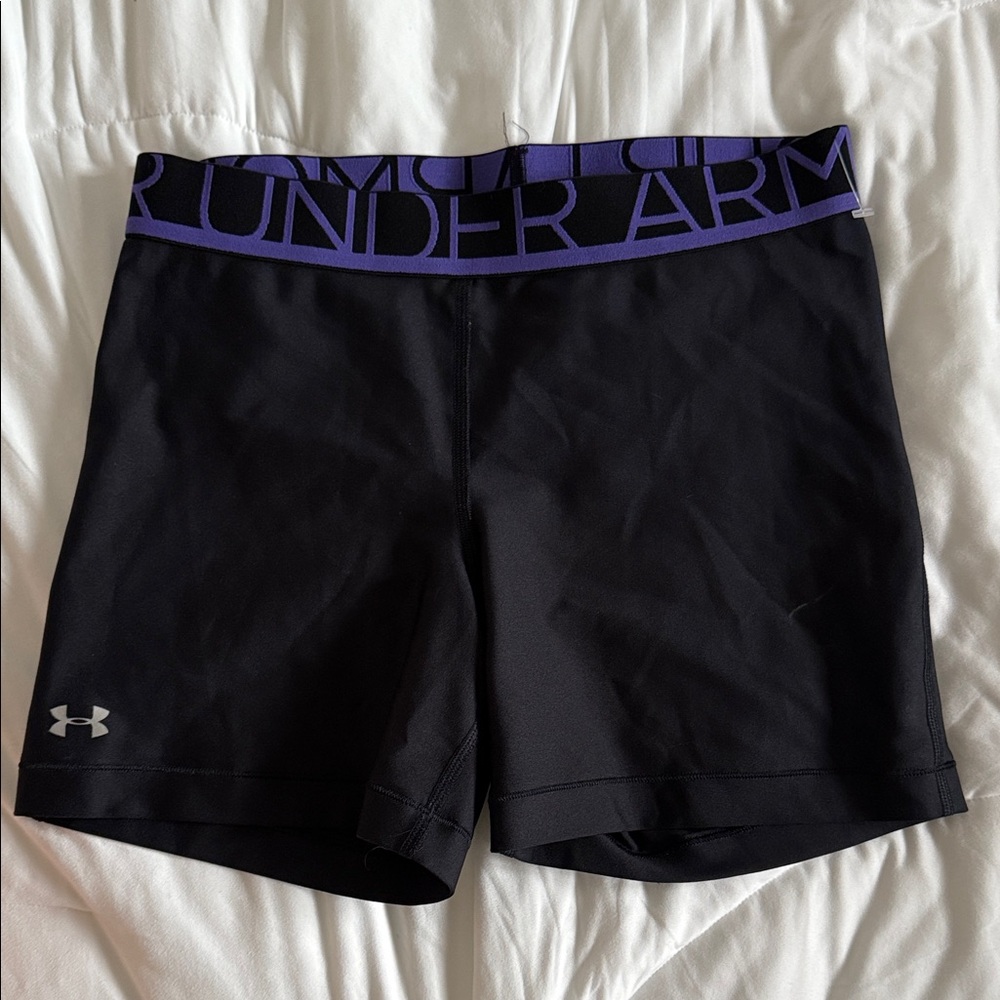 Under Armour Women's Black and Purple Athletic Shorts